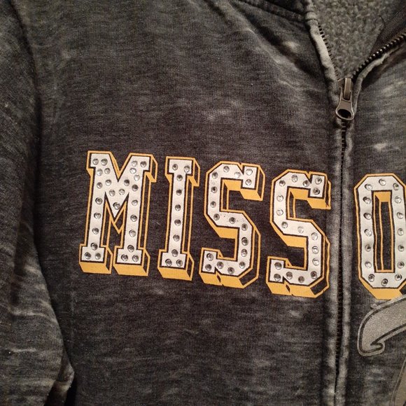 Missouri MU Tigers Distressed Grey Zippered and Hooded Lightweight Jacket - 2XL - Picture 4 of 10